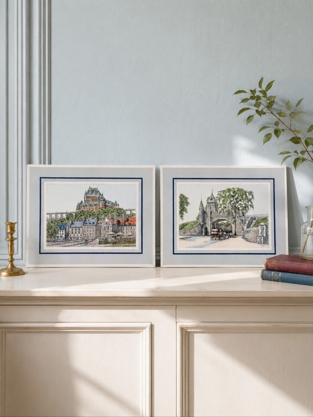 Vintage Quebec City Art Prints Pair Château Frontenac Porte St-Louis Taylor